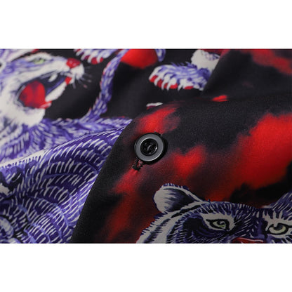 "Purple Dragon" Unisex Men Women Streetwear Graphic Button Shirt - Street King Apparel