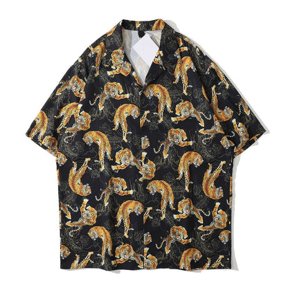 "Dark Leopard" Unisex Streetwear Men Women Button Shirt - Street King Apparel