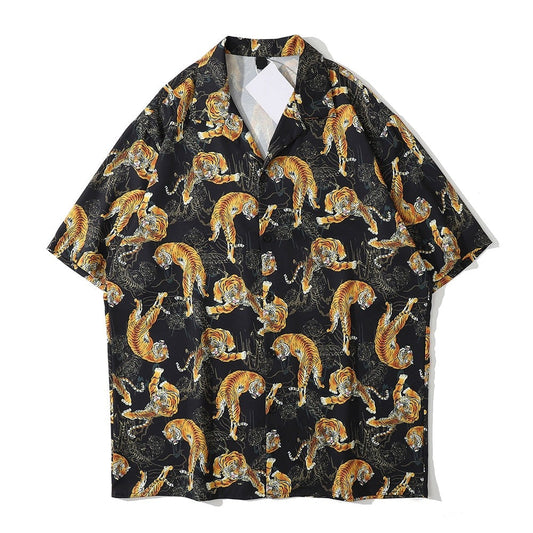 "Dark Leopard" Unisex Streetwear Men Women Button Shirt - Street King Apparel