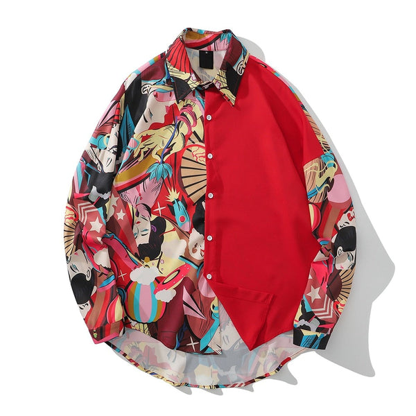 "Red Summer" Unisex Men Women Streetwear Button Shirt - Street King Apparel