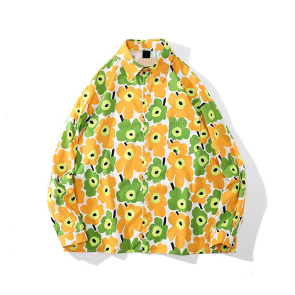 "Floral Garden" Unisex Men Women Streetwear Graphic Button Shirt - Street King Apparel