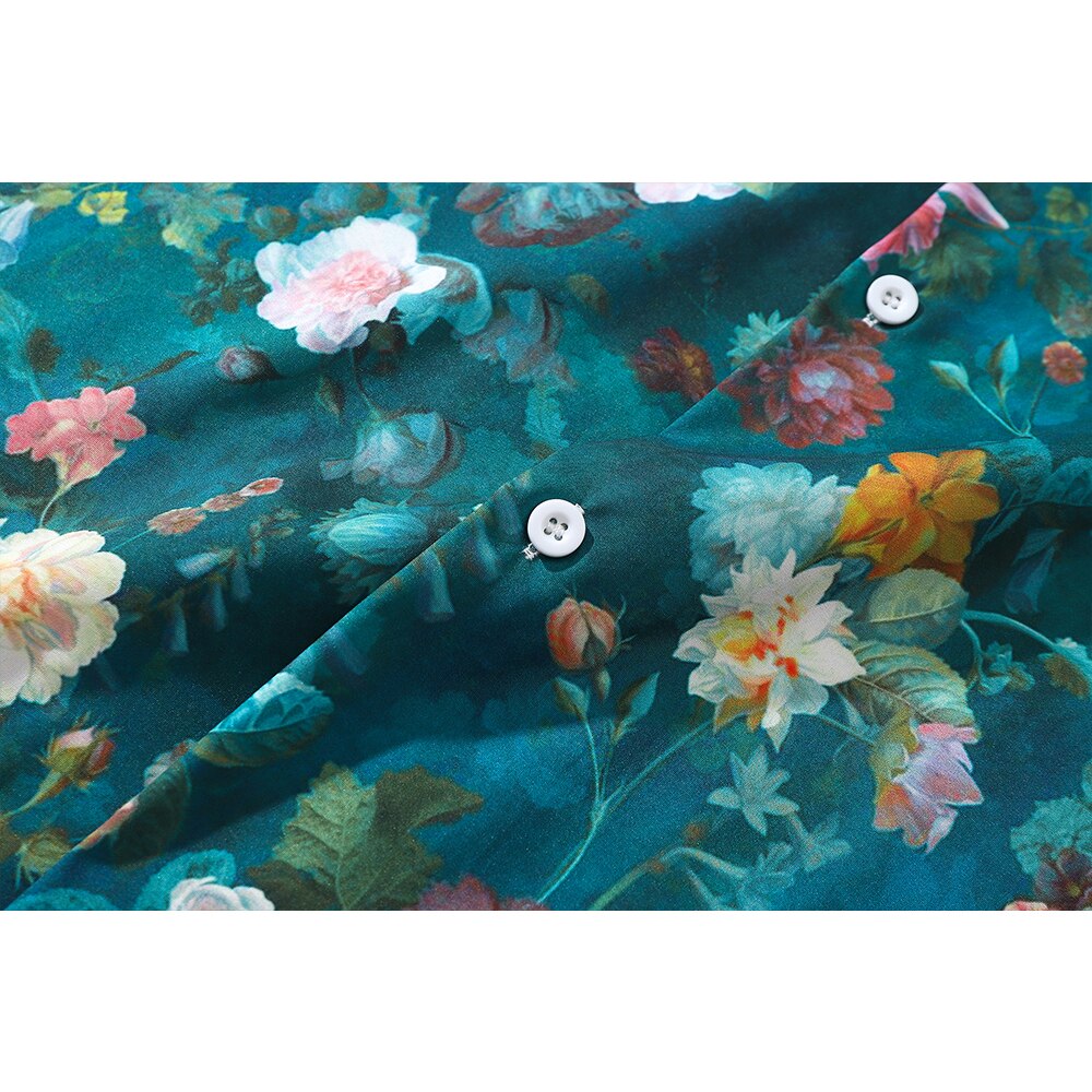 "Ocean Floral" Unisex Men Women Streetwear Button Up Shirt - Street King Apparel
