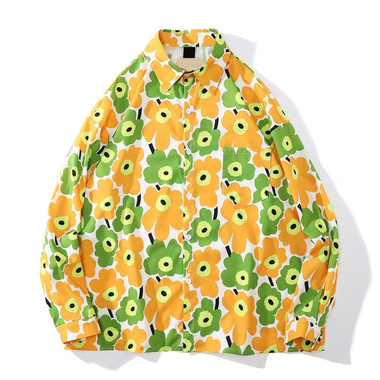 "Floral Garden" Unisex Men Women Streetwear Graphic Button Shirt - Street King Apparel