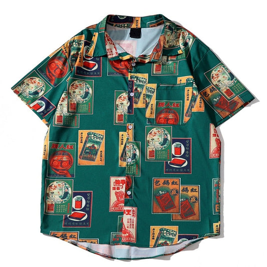 "Retro Case" Unisex Men Women Streetwear Button Shirt - Street King Apparel
