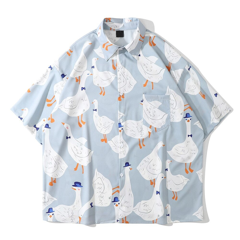"Red Sky" Unisex Men Women Streetwear Graphic Button Shirt - Street King Apparel
