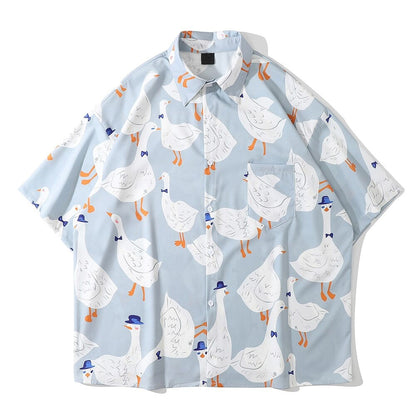 "Red Sky" Unisex Men Women Streetwear Graphic Button Shirt - Street King Apparel