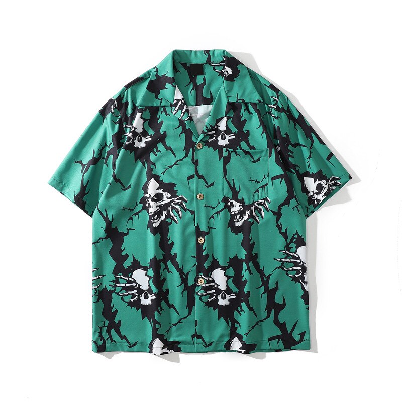 "Skelter" Unisex Men Women Streetwear Graphic Collar Shirt - Street King Apparel