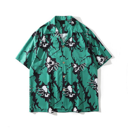 "Skelter" Unisex Men Women Streetwear Graphic Collar Shirt - Street King Apparel