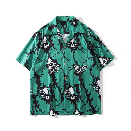 "Skelter" Unisex Men Women Streetwear Graphic Collar Shirt - Street King Apparel
