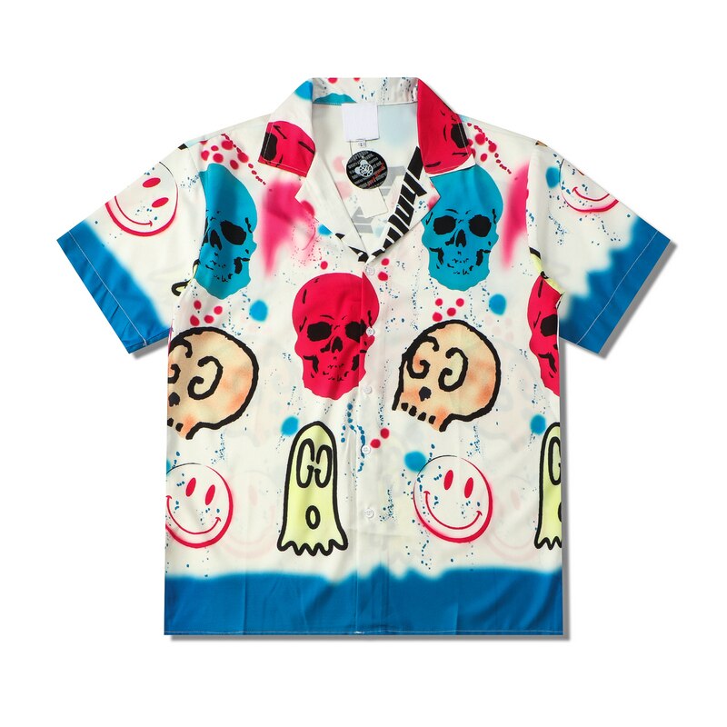 "Splashing" Unisex Men Women Streetwear Graphic Button Shirt - Street King Apparel