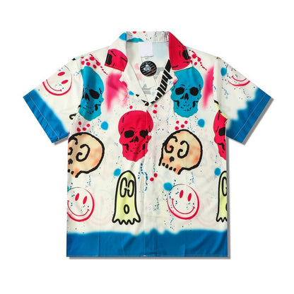 "Splashing" Unisex Men Women Streetwear Graphic Button Shirt - Street King Apparel