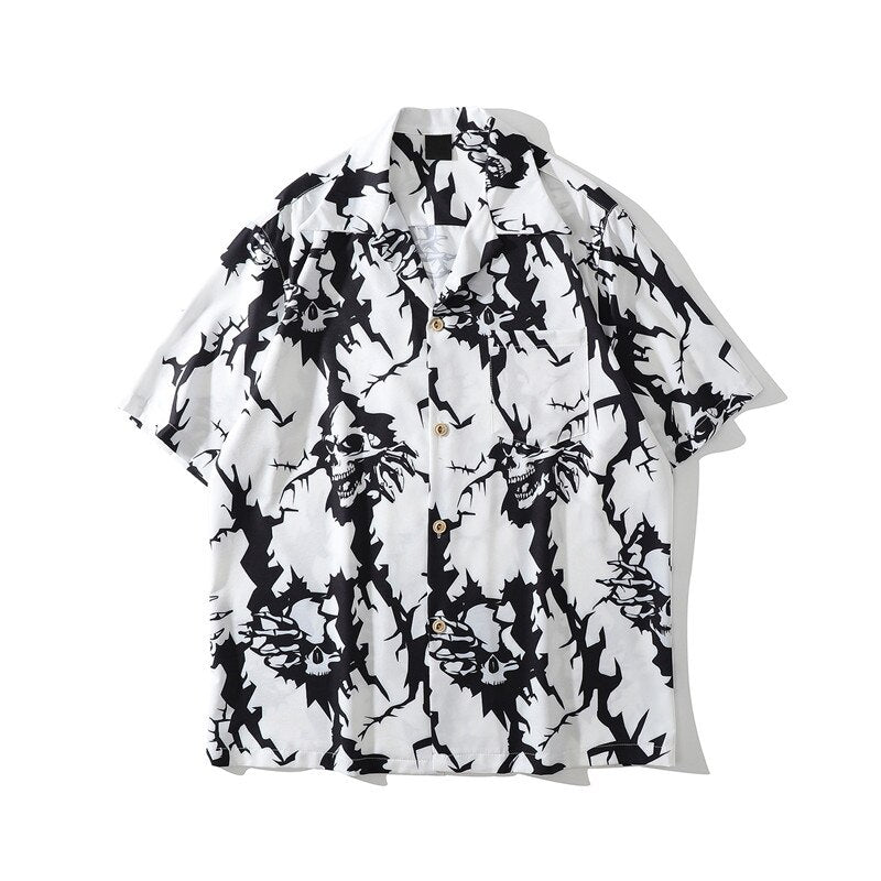 "Skelter" Unisex Men Women Streetwear Graphic Collar Shirt - Street King Apparel