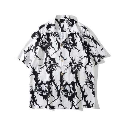 "Skelter" Unisex Men Women Streetwear Graphic Collar Shirt - Street King Apparel