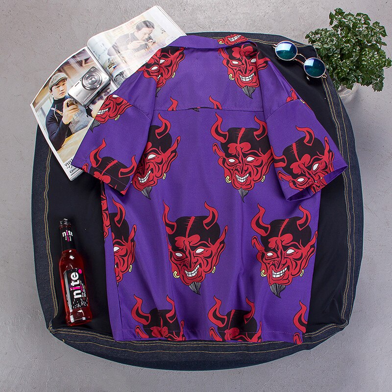 "Devil In Details" Unisex Men Women Streetwear Graphic Button Up Shirt - Street King Apparel