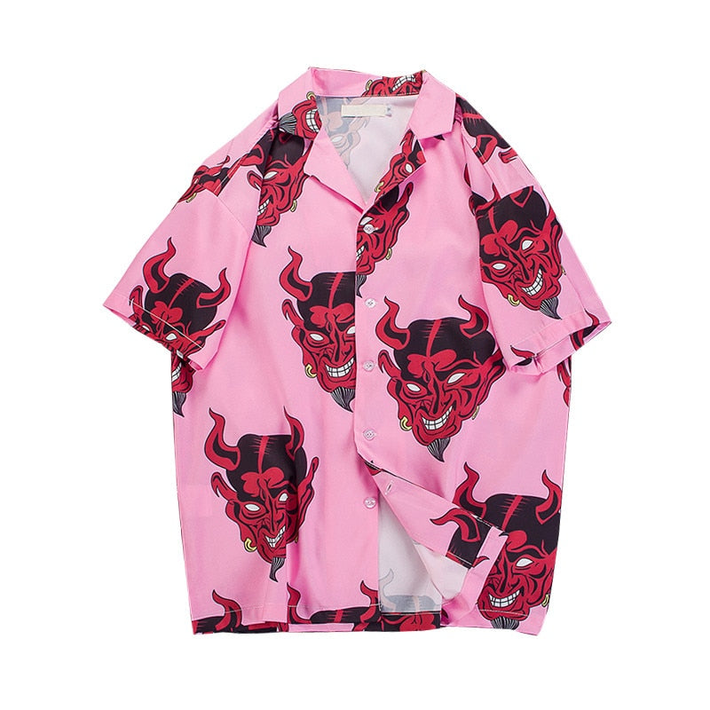 "Devil In Details" Unisex Men Women Streetwear Graphic Button Up Shirt - Street King Apparel