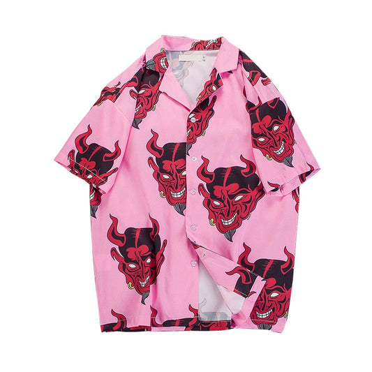 "Devil In Details" Unisex Men Women Streetwear Graphic Button Up Shirt - Street King Apparel