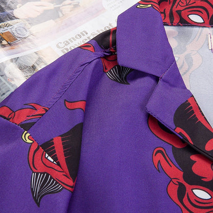 "Devil In Details" Unisex Men Women Streetwear Graphic Button Up Shirt - Street King Apparel
