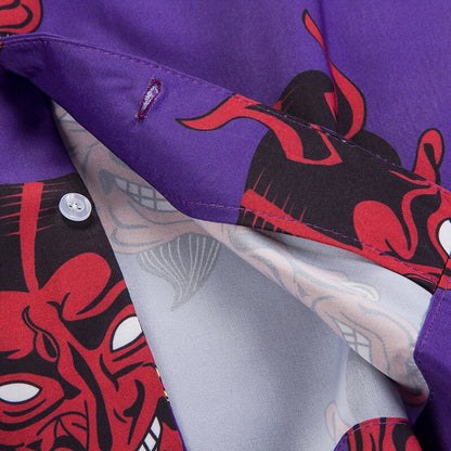 "Devil In Details" Unisex Men Women Streetwear Graphic Button Up Shirt - Street King Apparel