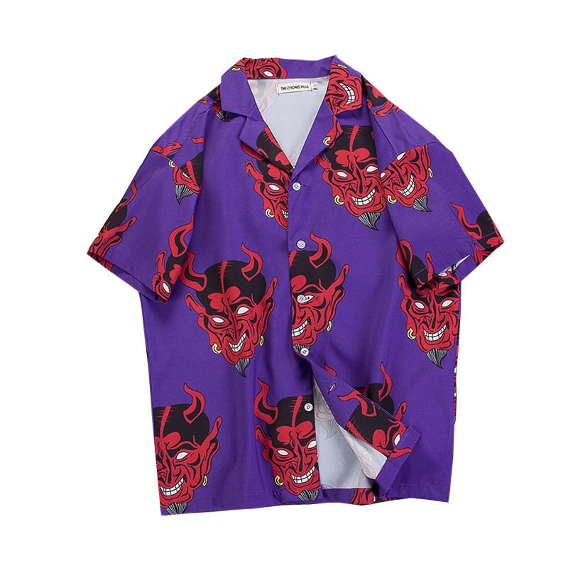 "Devil In Details" Unisex Men Women Streetwear Graphic Button Up Shirt - Street King Apparel