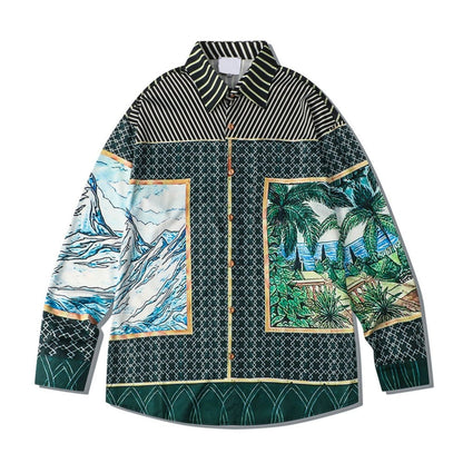 "Island Lock" Unisex Men Women Streetwear Graphic Button Shirt - Street King Apparel