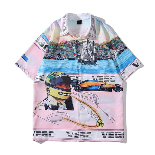 "Nascar Driver" Unisex Men Women Streetwear Button Shirt - Street King Apparel