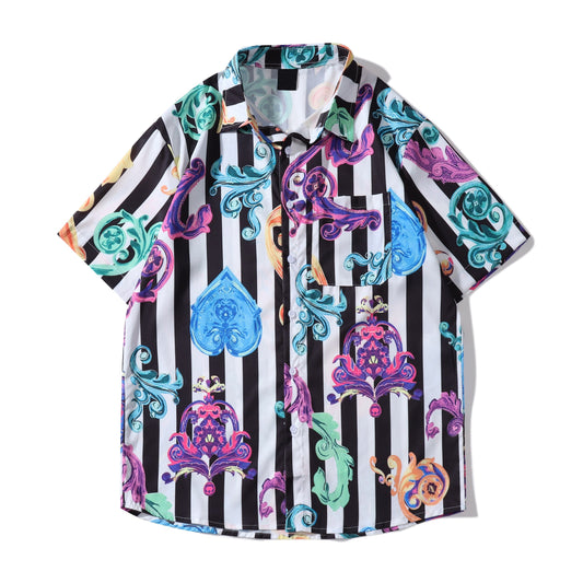 "Spades" Unisex Men Women Streetwear Button Up Shirt - Street King Apparel
