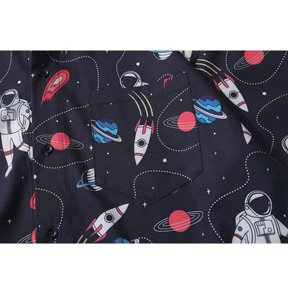 "Astro" Unisex Men Women Graphic Streetwear Button Up Shirt Daulet Apparel
