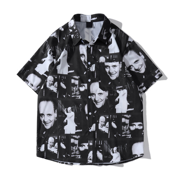 "Akhan Collage" Unisex Graphic Streetwear Button Up Shirt Daulet Apparel