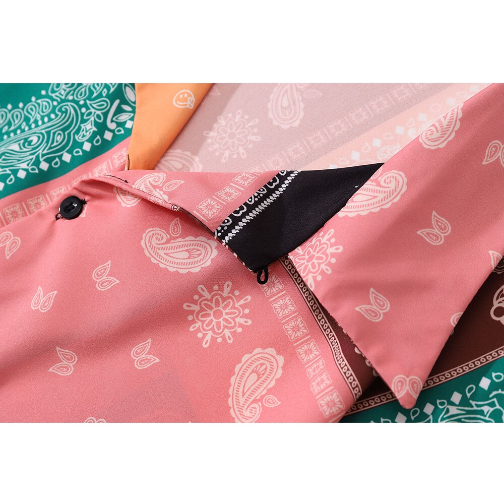 "Paisley Patch" Unisex Men Women Streetwear Button Up Shirt - Street King Apparel
