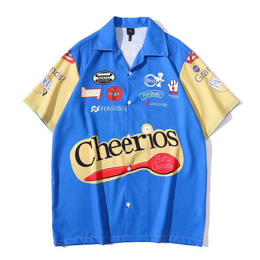 "Retro Vintage" Unisex Men Women Streetwear Graphic Button Shirt - Street King Apparel