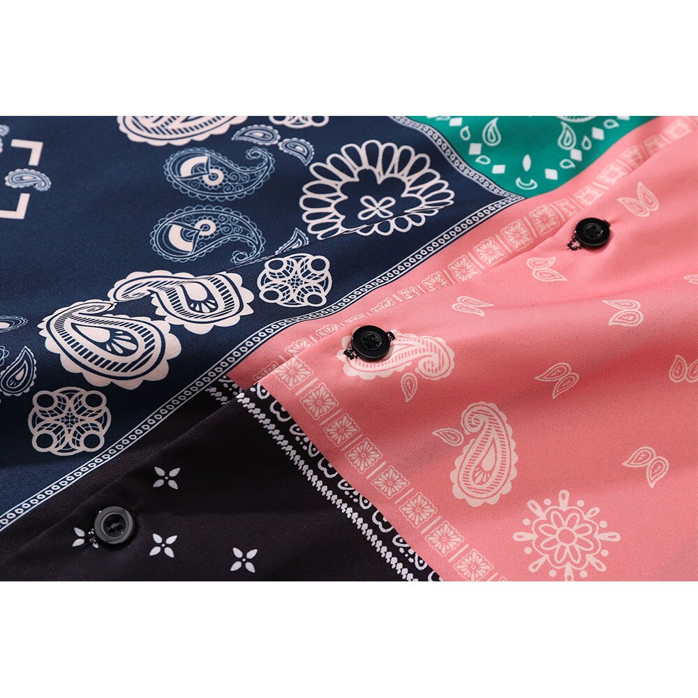 "Paisley Patch" Unisex Men Women Streetwear Button Up Shirt - Street King Apparel