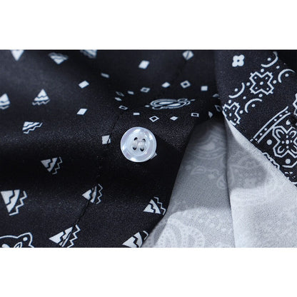 "Dark Bandanna" Unisex Streetwear Men Women Button Shirt - Street King Apparel