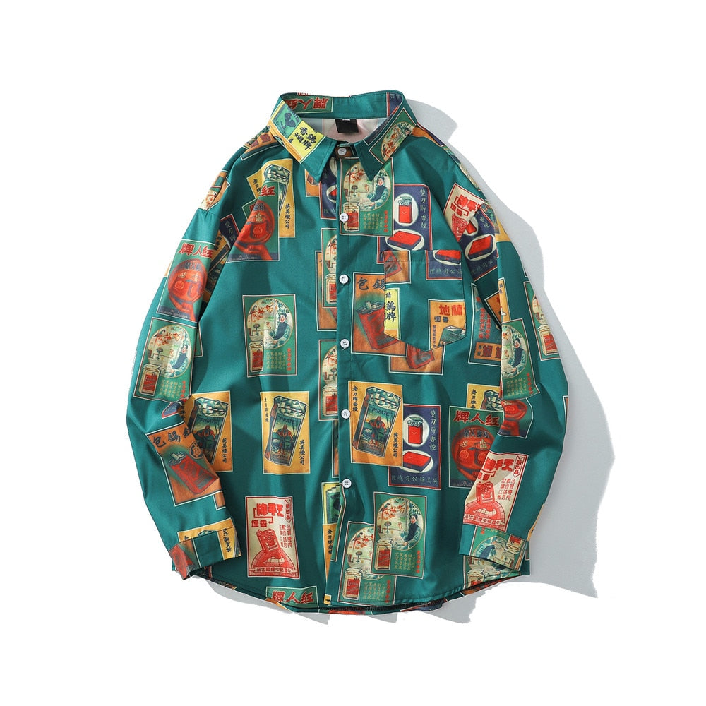 "Micasso" Unisex Men Women Streetwear Graphic Button Up Shirt - Street King Apparel