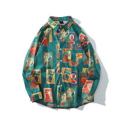 "Micasso" Unisex Men Women Streetwear Graphic Button Up Shirt - Street King Apparel