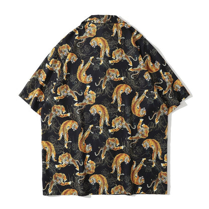 "Dark Leopard" Unisex Streetwear Men Women Button Shirt - Street King Apparel