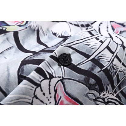 "White Wolf" Unisex Men Women Streetwear Button Shirt - Street King Apparel