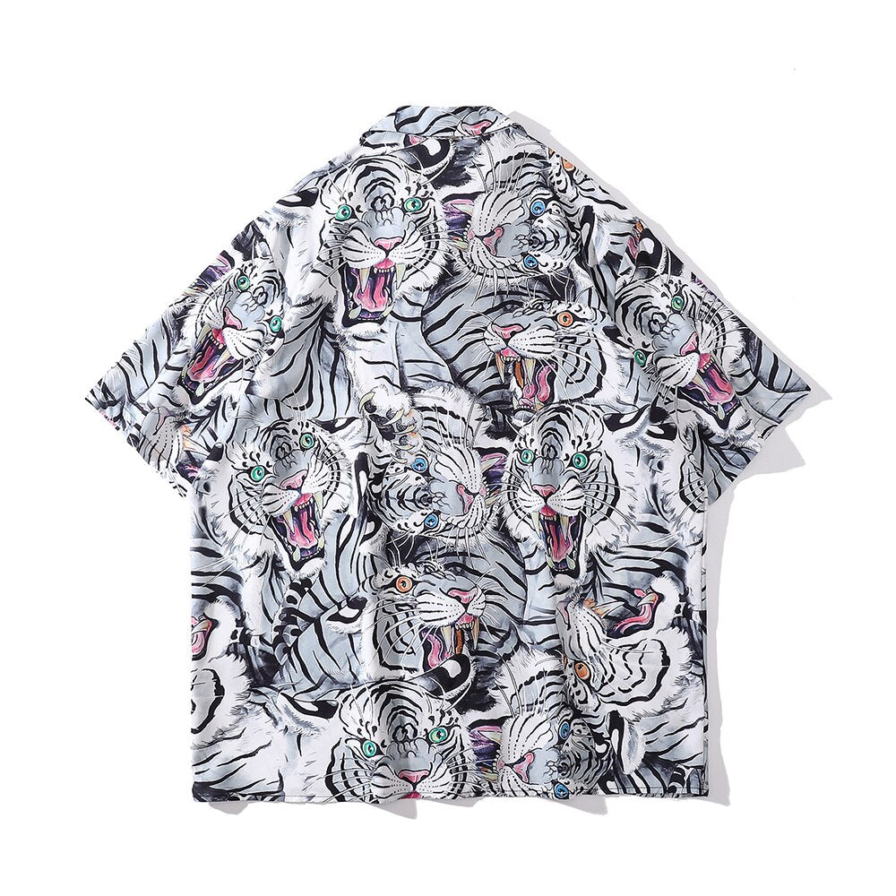 "White Wolf" Unisex Men Women Streetwear Button Shirt - Street King Apparel