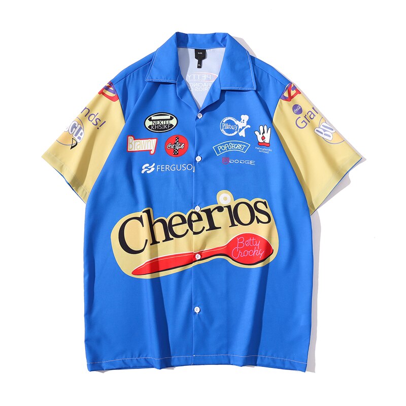"Retro Vintage" Unisex Men Women Streetwear Graphic Button Shirt - Street King Apparel