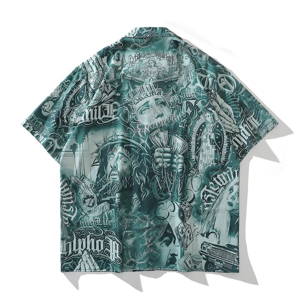 "Paisa" Unisex Men Women Streetwear Button Up Shirt - Street King Apparel