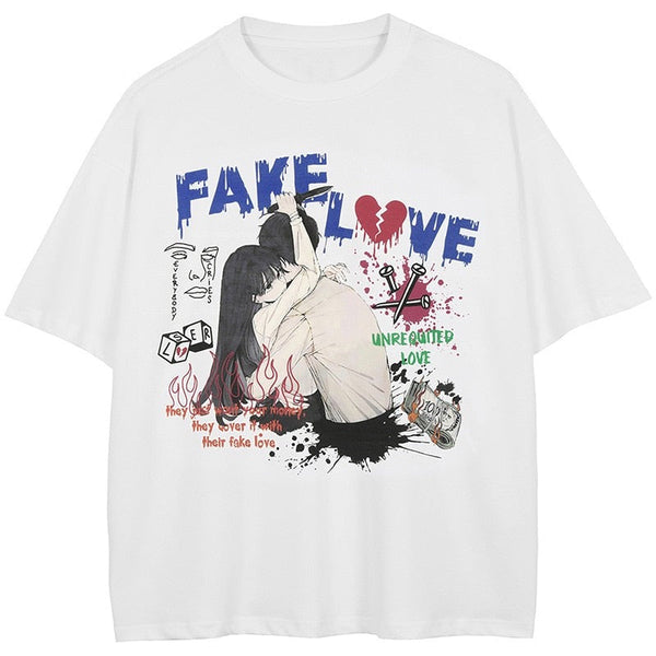 "Fake Love" Unisex Men Women Streetwear Graphic T-Shirt - Street King Apparel