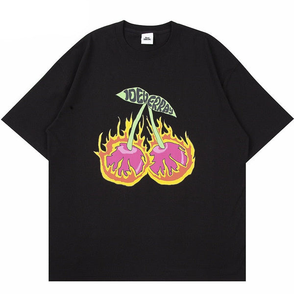 Street King Apparel "Cherry Flame" Unisex Men Women Streetwear Graphic T-Shirt - Street King Apparel