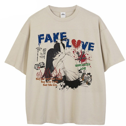 "Fake Love" Unisex Men Women Streetwear Graphic T-Shirt - Street King Apparel
