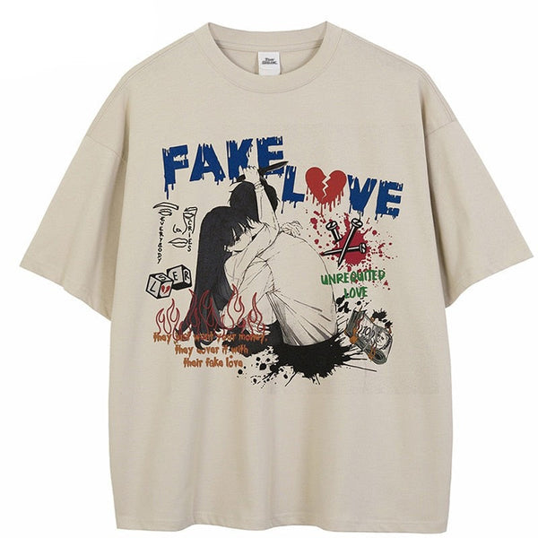 "Fake Love" Unisex Men Women Streetwear Graphic T-Shirt - Street King Apparel