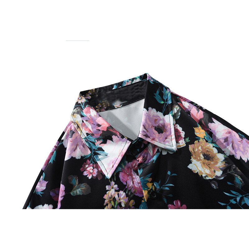 "Retro Rose" Unisex Men Women Streetwear Graphic Button Shirt - Street King Apparel