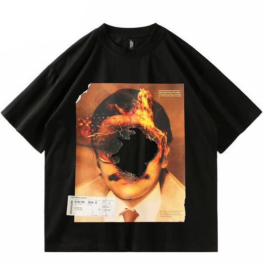 Street King Apparel "Burning Flame" Unisex Men Women Streetwear Graphic T-Shirt - Street King Apparel