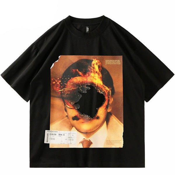 Street King Apparel "Burning Flame" Unisex Men Women Streetwear Graphic T-Shirt - Street King Apparel