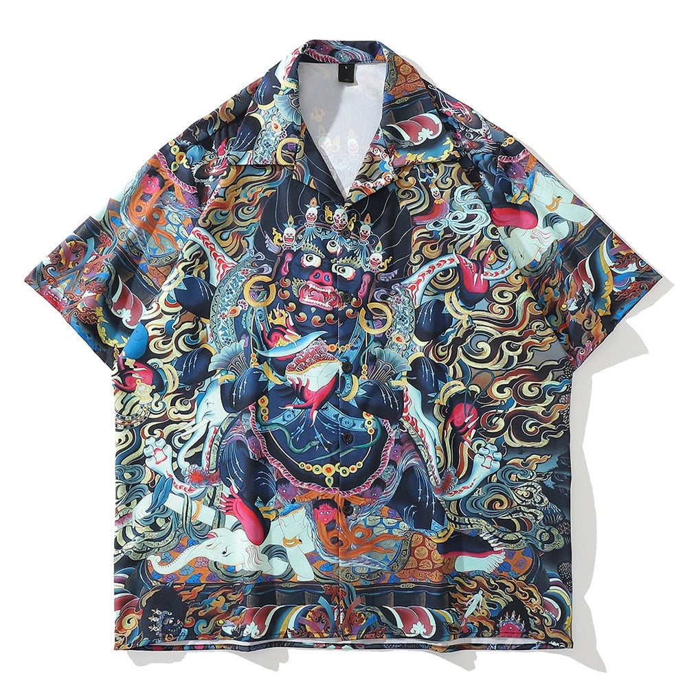 "Angel Dragon" Unisex Streetwear Graphic Button Shirt Daulet Apparel