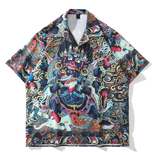 "Angel Dragon" Unisex Streetwear Graphic Button Shirt Daulet Apparel