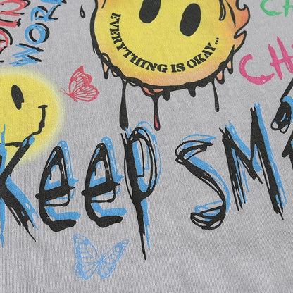 "Keep Smiling" Unisex Men Women Streetwear Graphic T-Shirt - Street King Apparel
