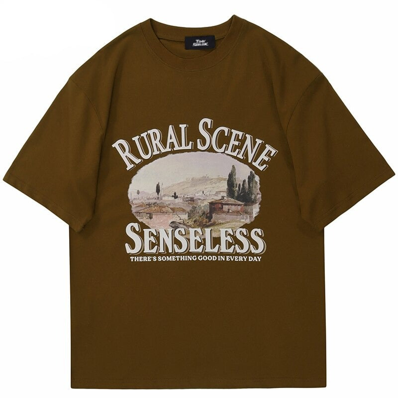 "Rural Scene" Unisex Men Women Streetwear Graphic T-Shirt - Street King Apparel